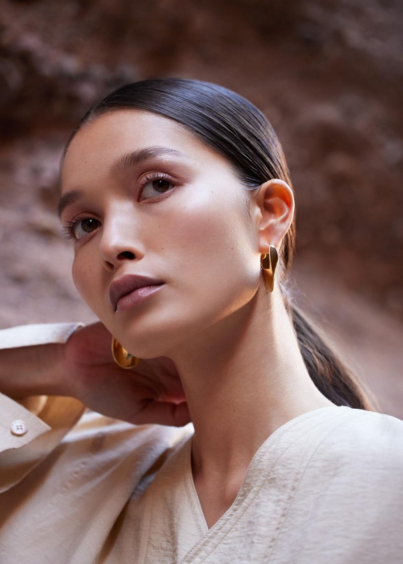 Polene Éole Slim Hoop Earrings Guld | Danmark_P11883